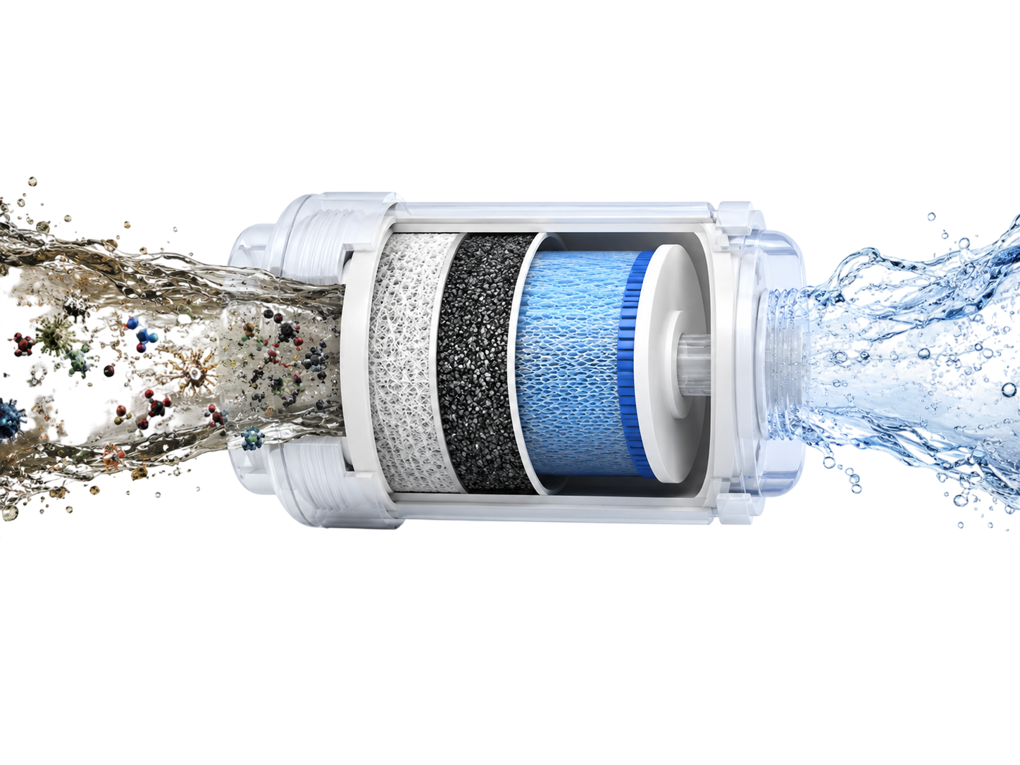 Cutaway of a reverse osmosis membrane cartridge