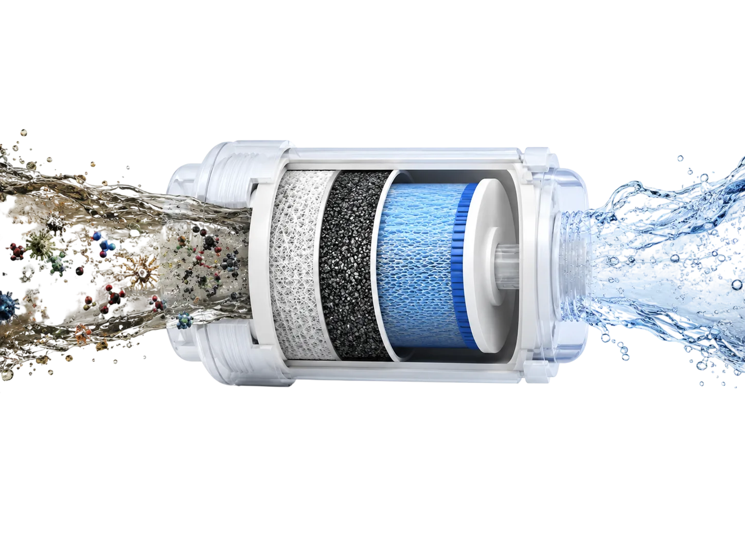 Cutaway of a reverse osmosis membrane cartridge